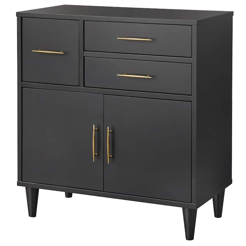 Lifestorey Ana Rich Oak Entryway Cabinet w/ Antique Brass Hardware