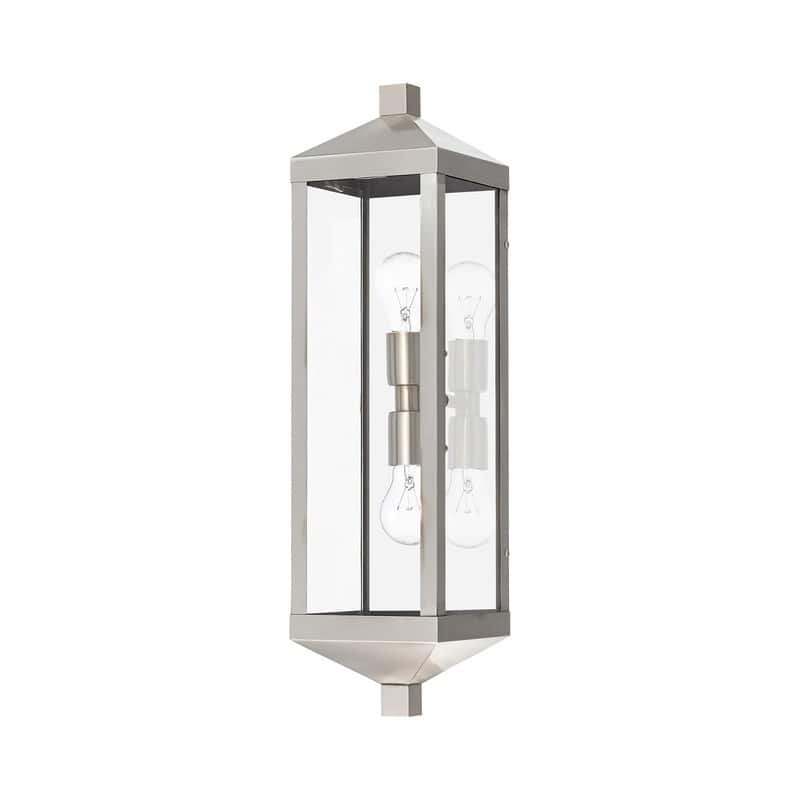 Livex Lighting 2-light Brushed Nickel Outdoor Wall Lantern, 20583-91 - 6.25" W. x 24" H x 7" Ext.