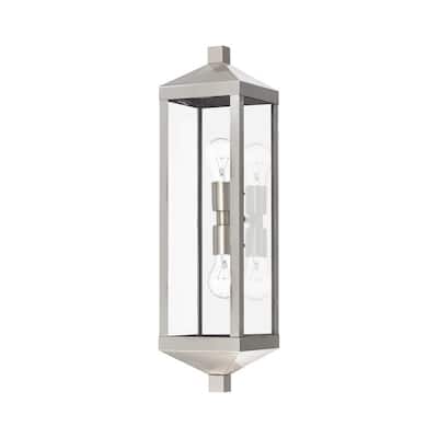 Livex Lighting 2-light Brushed Nickel Outdoor Wall Lantern, 20583-91 - 6.25" W. x 24" H x 7" Ext.