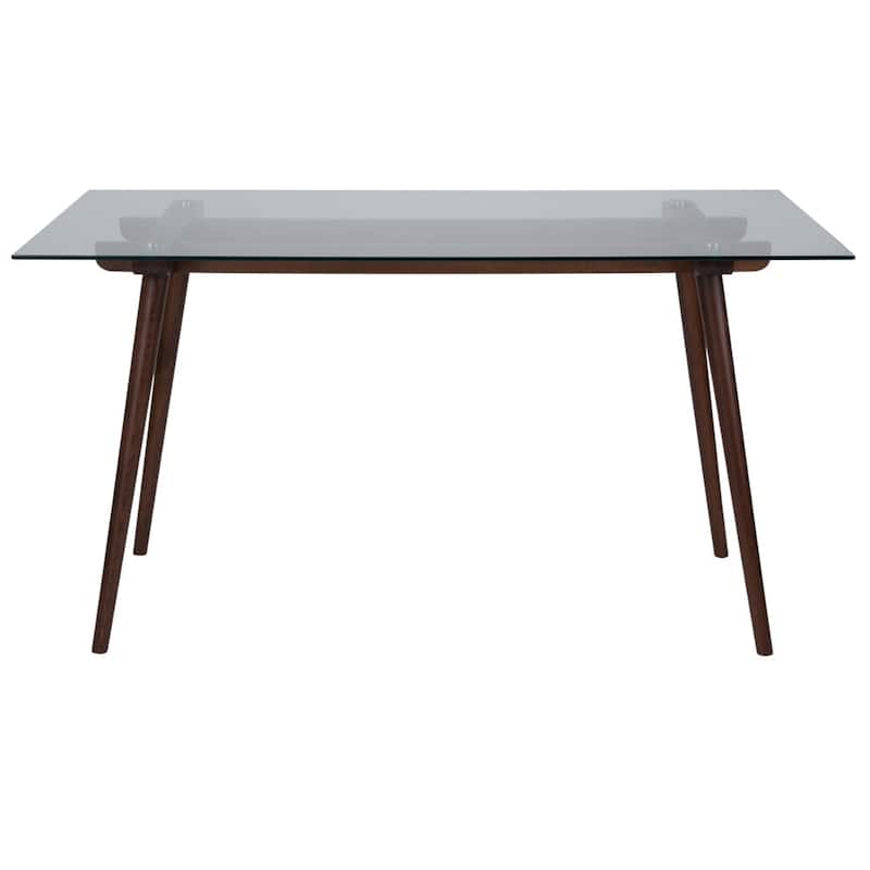 31.5'' x 55'' Solid Wood Table with Clear Glass Top