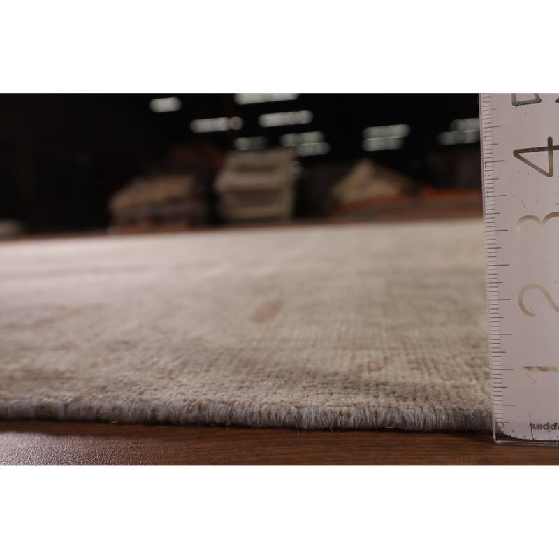 Transitional Oushak Area Rug Hand-Knotted Floral Wool Carpet - 8'9" x 11'7"