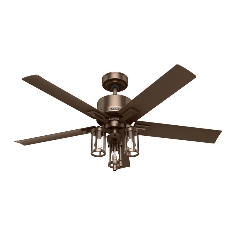Hunter 52" Lawndale Ceiling Fan with LED Light Kit and Pull Chain, Damp-Rated - Indoor-Outdoor