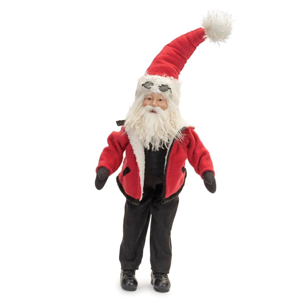 Plush Snowsuit Santa Christmas Figurine - 27.5" - Red and Black