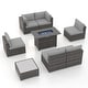 preview thumbnail 18 of 44, Outdoor 8 Pieces Sectional Wicker Sofa Set with Fire Pit