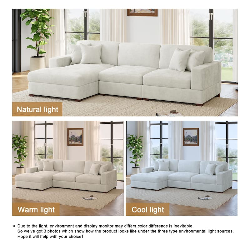 Oversized Modern Chenille Modular Sectional Sofa with Chaise