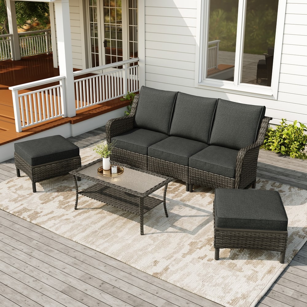 Rattan Outdoor Sectional Set with Modular Seating