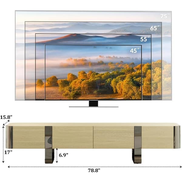 dimension image slide 4 of 6, 79 inch Wood TV Stand Partial Assembly Entertainment Center Modern Media Console with Drawers and Storage Cabinets