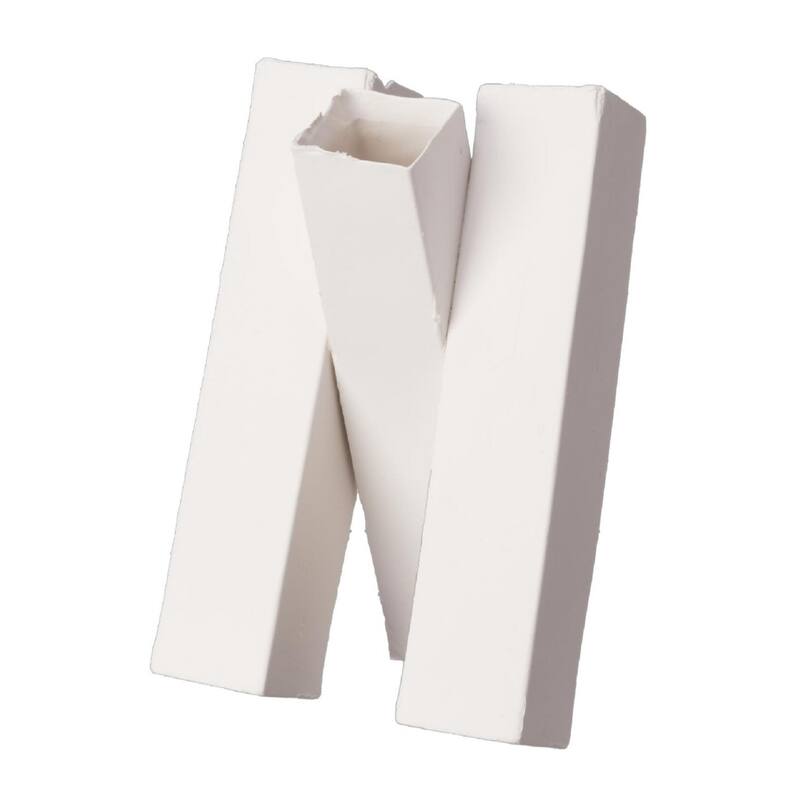 3D Printed 3-Square Tube Ceramic Vase - 9" - White