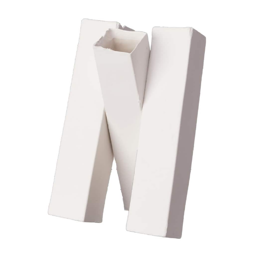 3D Printed 3-Square Tube Ceramic Vase - 9" - White