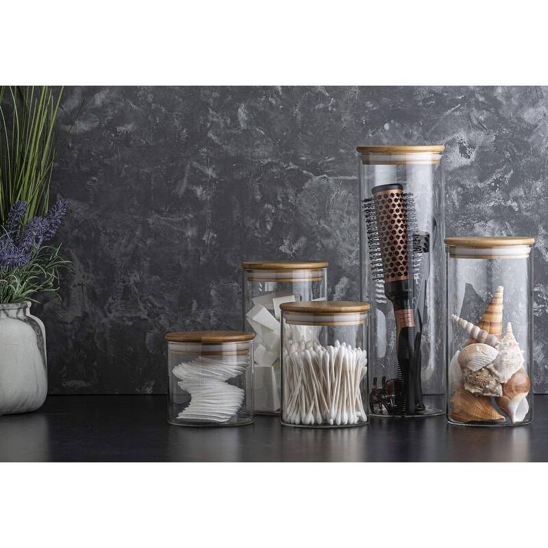 Glass Kitchen Canisters with Airtight Bamboo Lid