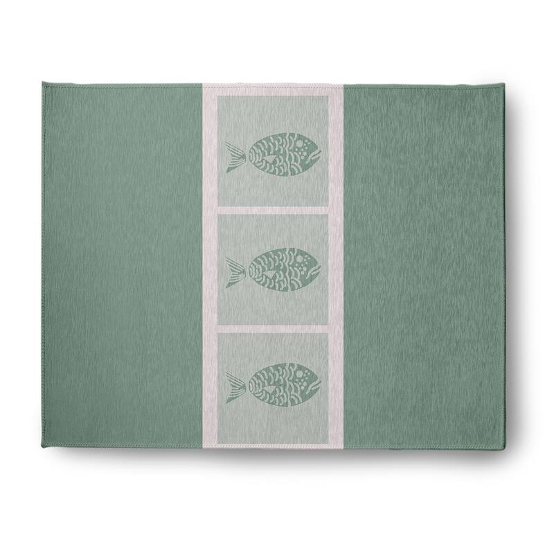 Fish Chips Nautical Indoor/Outdoor Rug - Sage - 8' x 10'