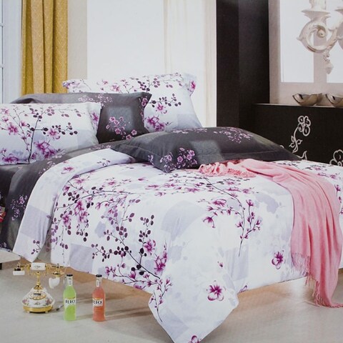 Plum in Snow Luxury 5PC Bed In A Bag Combo 300GSM (Twin Size)