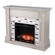 preview thumbnail 2 of 1, 48" Gray and White Electric Fireplace with Marble Surround