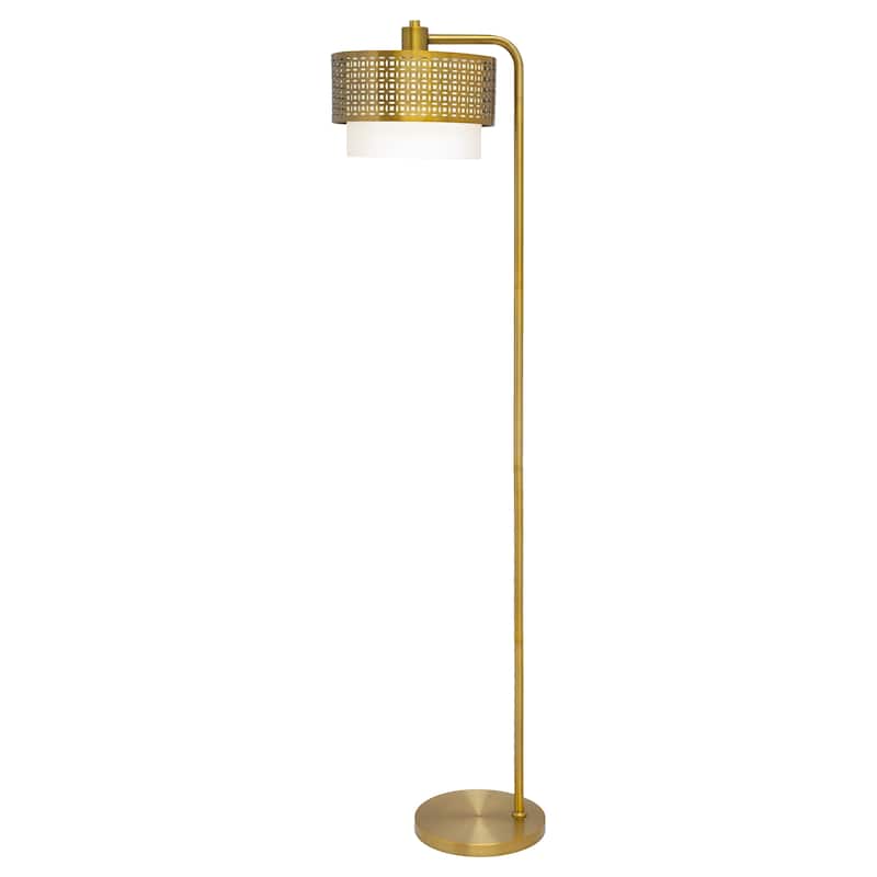 Eliza River of Goods Gold Metal and Fabric Two-Piece Shade 65.25-Inch Floor Lamp - 15.5" x 12" x 65.25" - 15.5" x 12" x 65.25" - Gold/White