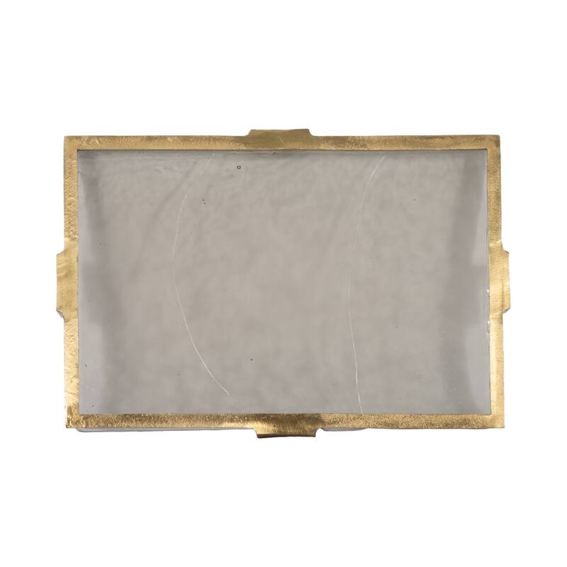 Decorative Glass and Metal Rectangle Accent Tray-Home Decor-19", Gold - 19.0"