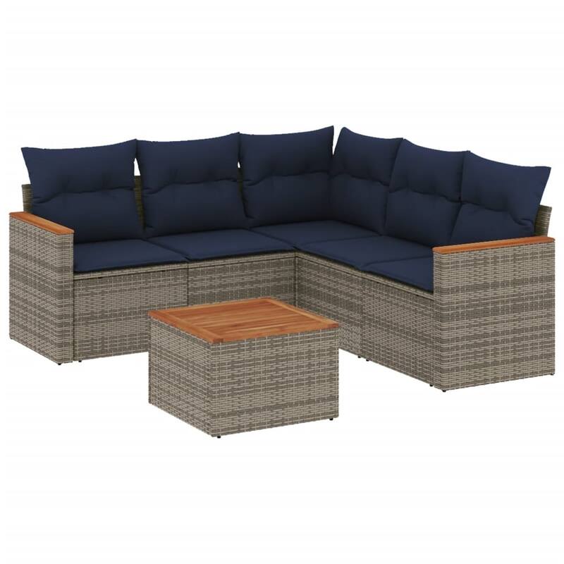 vidaXL Patio Sofa Set with Cushions Outdoor Conversation Furniture Poly Rattan - 24.4x 24.4x 27.2