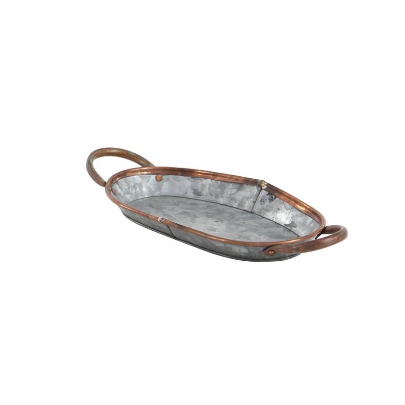 Metal Galvanized Tray - Set of 3 Gray - Roche River Decor - 10"W x 28"L x 1"H