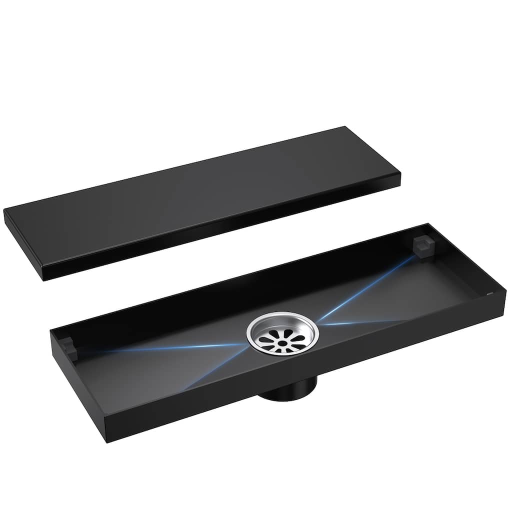 12-inch Linear Shower Drain With Solid Cover in Stainless Steel