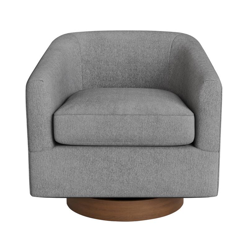 Modern Wooden Barrel Swivel Accent Chair Upholstery Armchair for Living Room