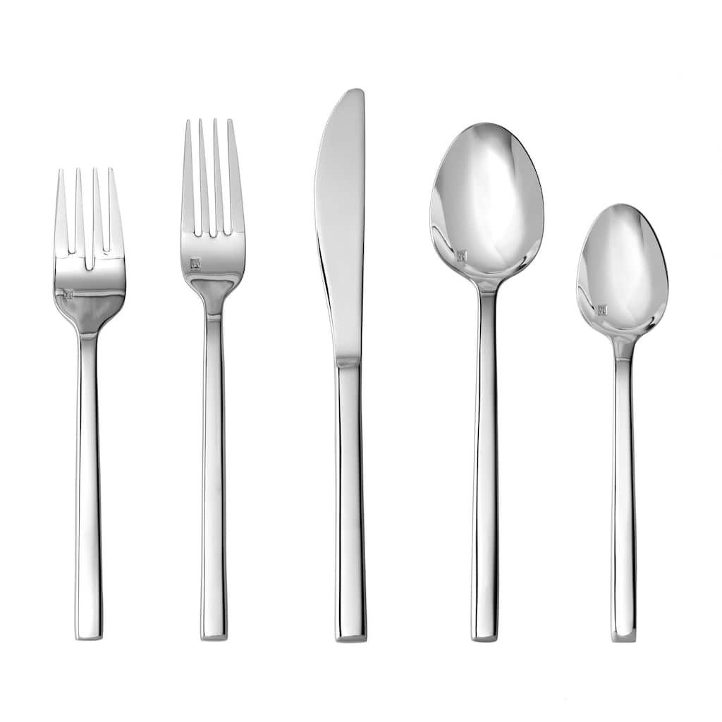 Fortessa Arezzo 18/10 Stainless Steel, 5PC Flatware Set (Service for 1), Silver
