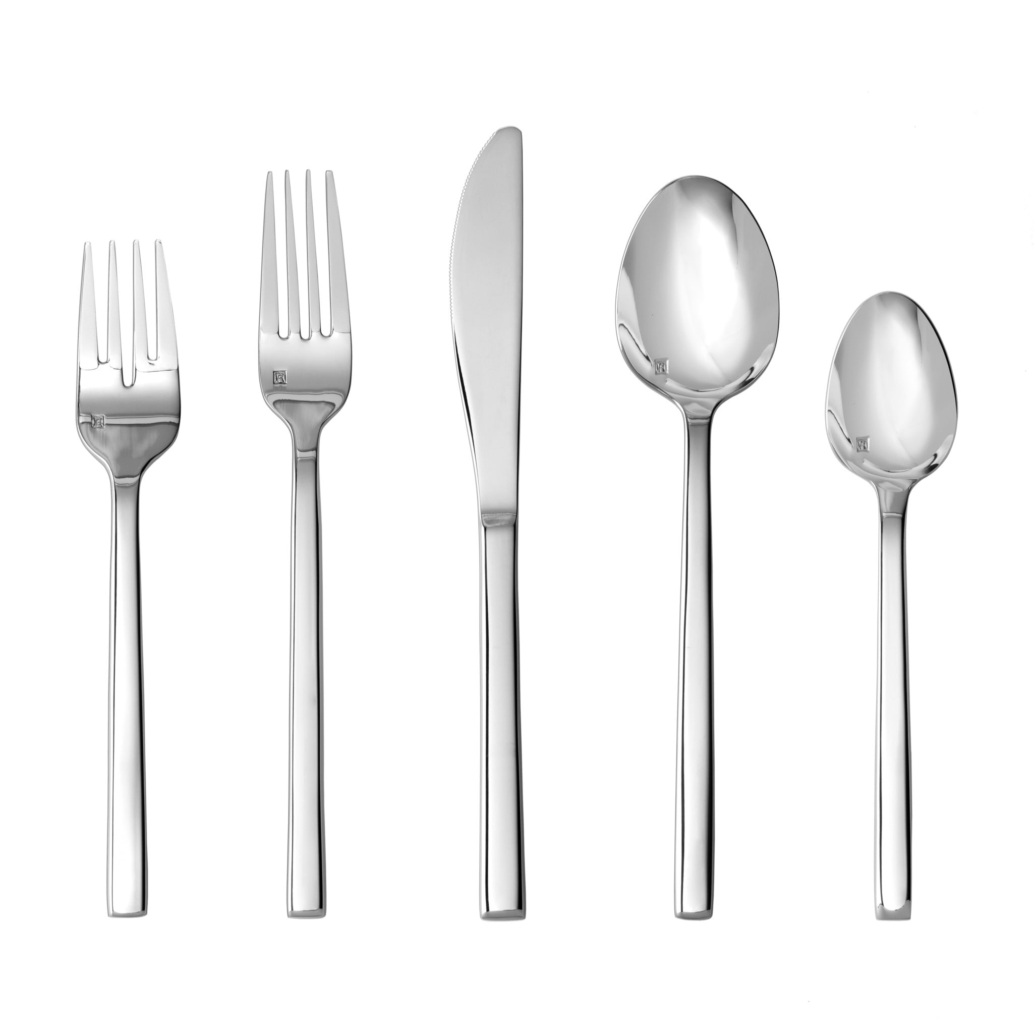 Fortessa Arezzo 18/10 Stainless Steel, 5 Piece Flatware Set (Service for 1), Brushed Silver