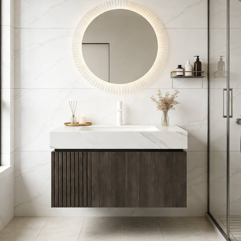 Floating Storage Bathroom Vanity with 1 Pre-drilled Faucet Hole