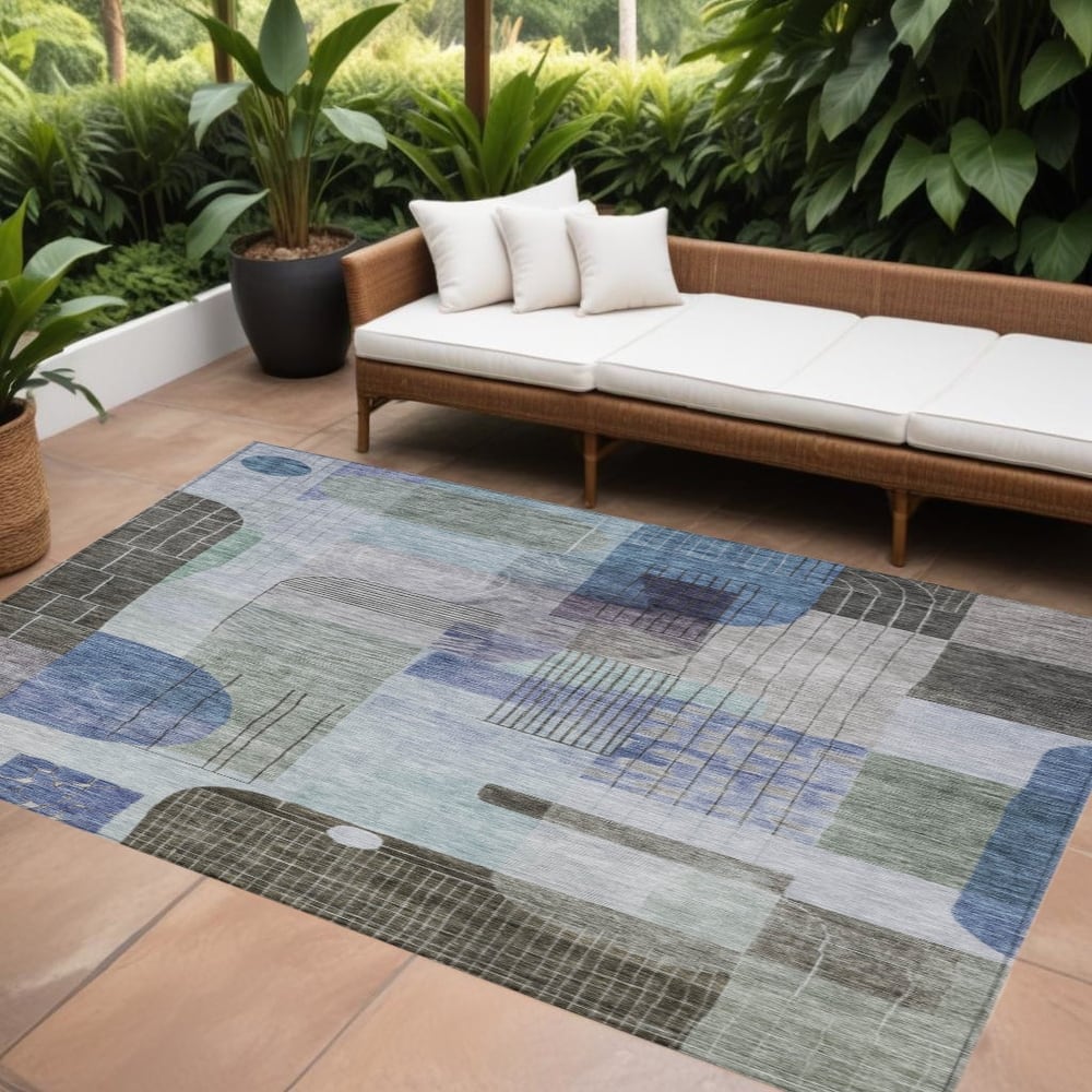 HomeRoots Abstract Transitional Rectangle Outdoor Rug