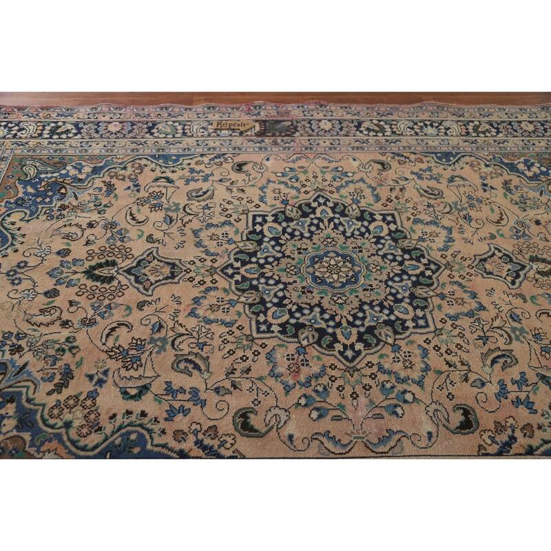 Hand Knotted Oriental 100% Wool Carpet Traditional Floral Peach Hamedan Area Rug - 9' 9'' X 5' 11''