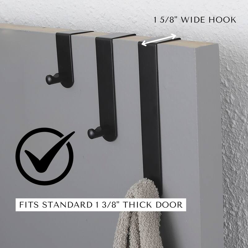 Adjustable Over The Door Hooks - 3-Piece Door Hanger Set for Clothing and Accessories
