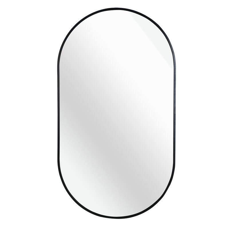 20"x 33" Metal Oval Mirror with Reinforced Hooks and Screws