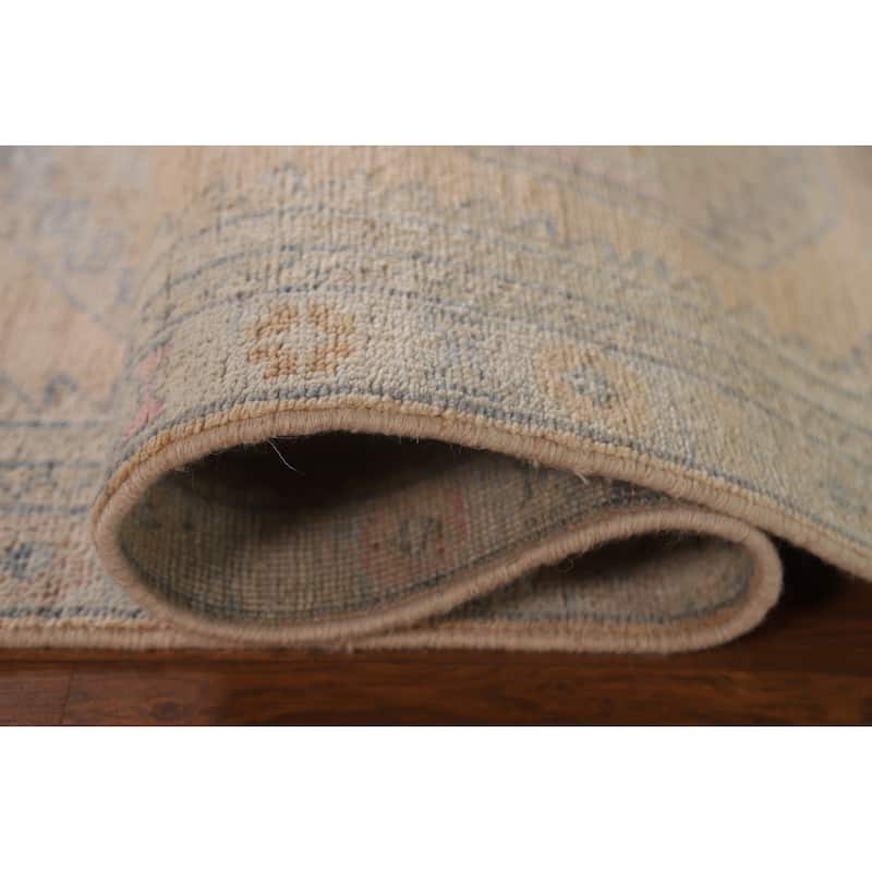 Vegetable Dye Oushak Oriental Runner Rug Handmade Wool Carpet - 3'0"x 9'7"