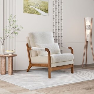 Modern Teddy Fabric Accent Chair Wood Frame Armchair for Living Room ...