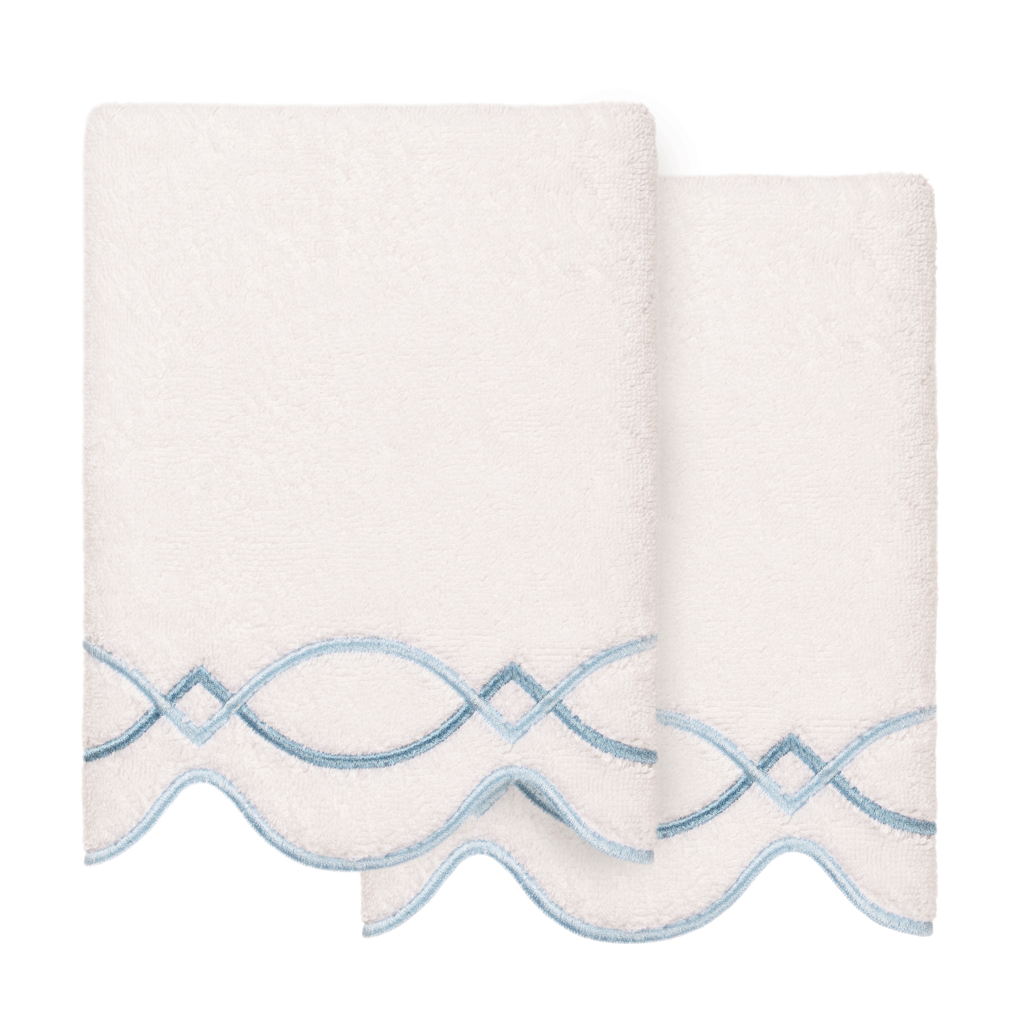 Authentic Hotel and Spa 100% Turkish Cotton DIAMOND CHAIN Scallop Embellished Towel Collection