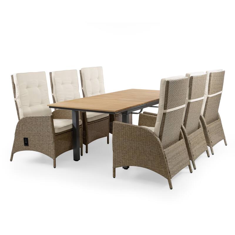 Mackay Teak Extendable & Reclining Outdoor Dining Set for 6 People