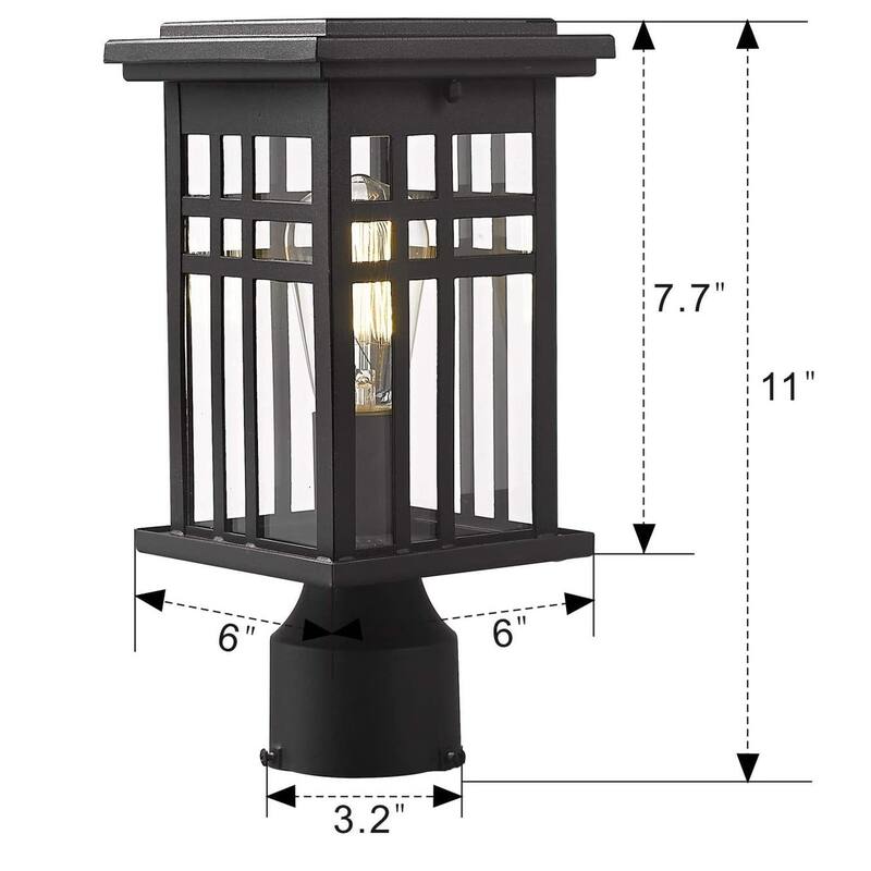 Outdoor Post Light, Lantern Light Fixture with Clear Glass Shade