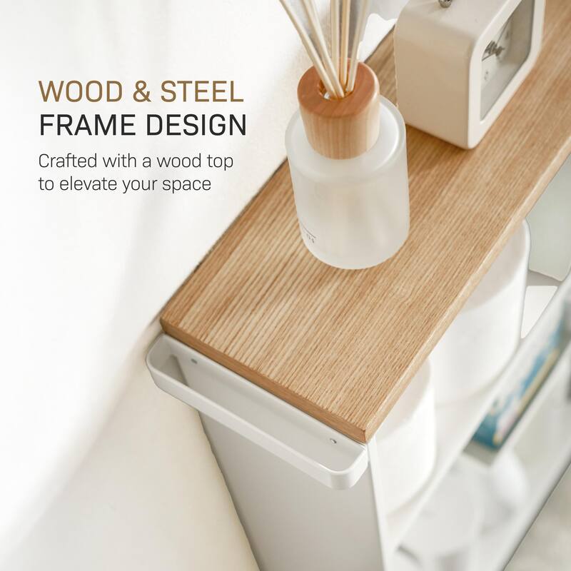 Yamazaki Home Rolling Storage Cart, Steel, Minimal Assembly - L 18.7 x W 5.12 x H 26.97 inches