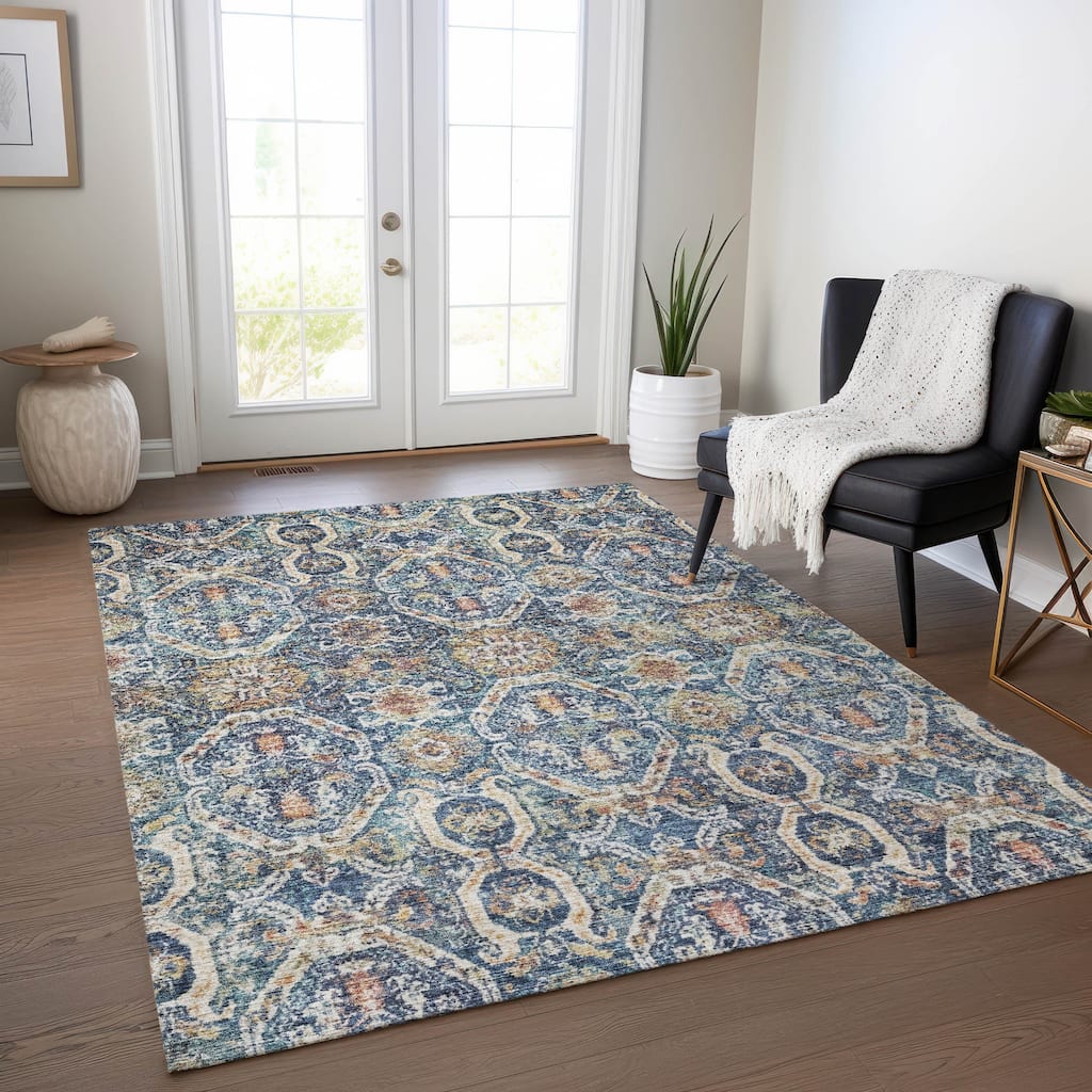 Machine Washable Indoor/ Outdoor Vintage Moroccan Chantille Rug