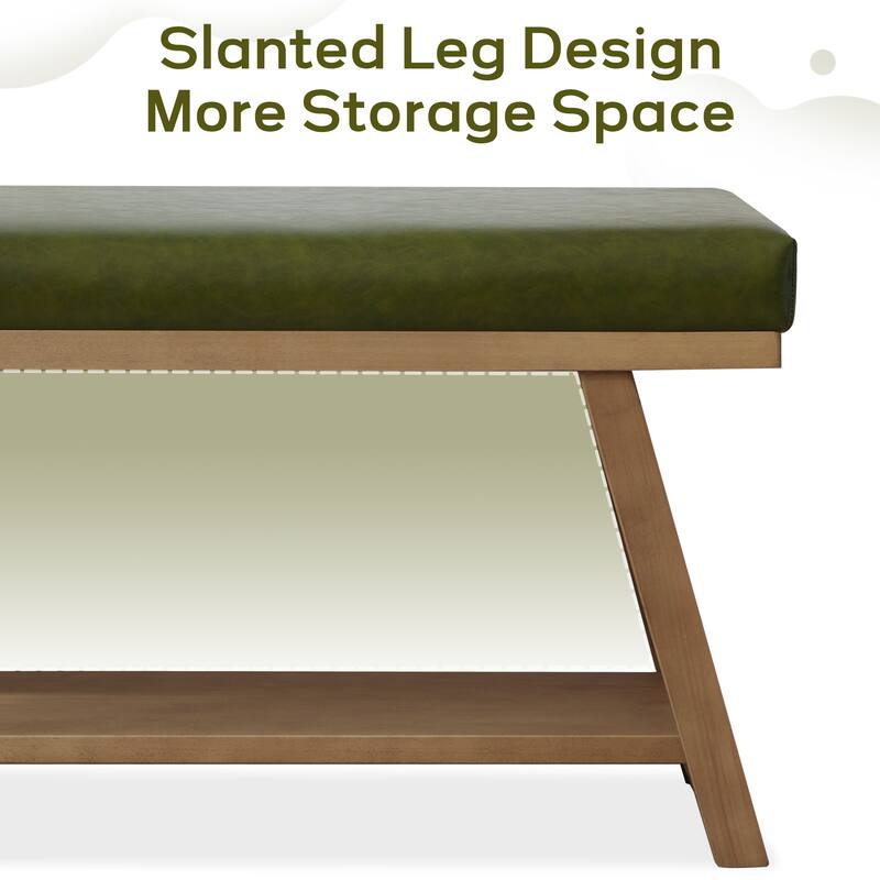 Solid Wood Shoe Bench with Cushion Entryway Shoe Bench