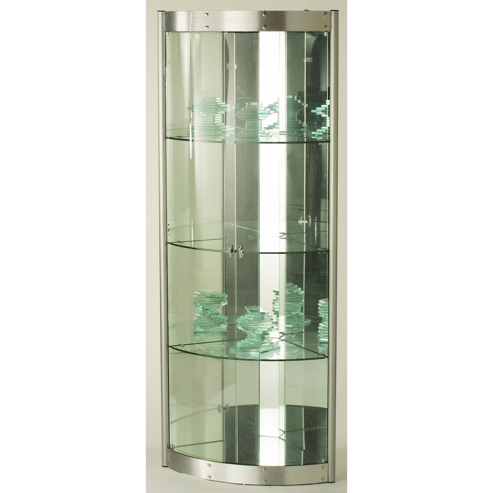 Somette Modern Silver Mirror Interior Corner Curio Bed Bath