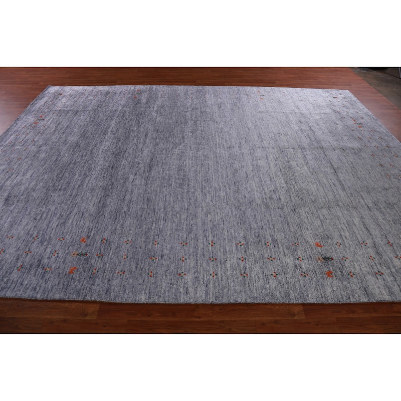 Hand Knotted Oriental 100% Wool Carpet Tribal Tribal Navy Blue & Blues Gabbeh Area Rug - 12' 0'' X 8' 10''