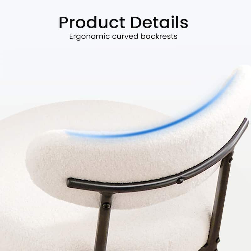Dining Chairs with Curved Backrest and Metal Legs,Set of 2,