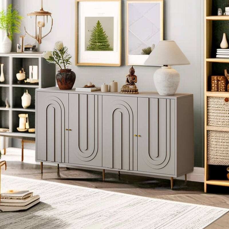 Wood Cabinet with Glass Sliding Doors Display Storage Cabinet