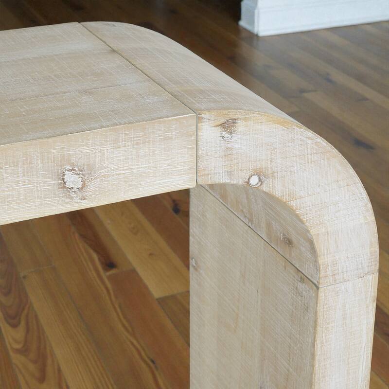 52 Inch Wood Console Table with Curved Edge, Rustic Cedar Veneer Entryway Table with Sled Base for Living Room