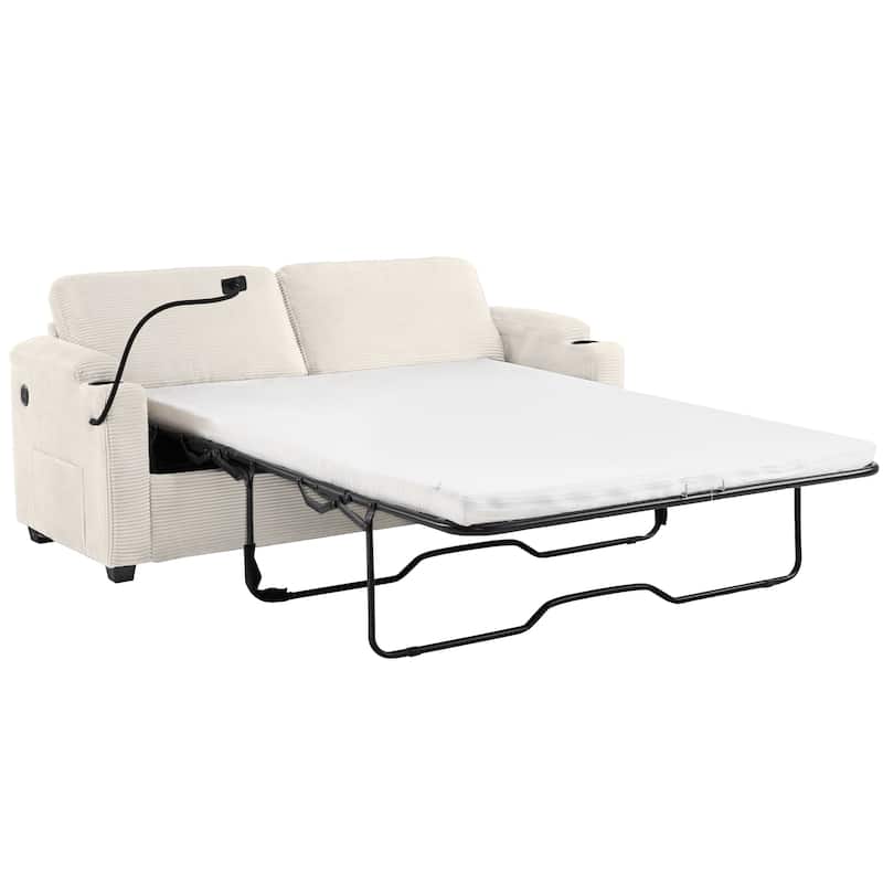 GDFStudio Emily Multifunctional Convertible Corduroy Sleeper Sofa for Small Spaces