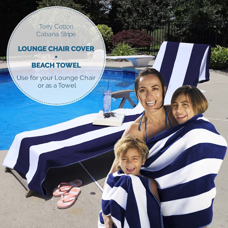 Superior Cabana Cotton Towel/ Chaise Lounge Chair Cover
