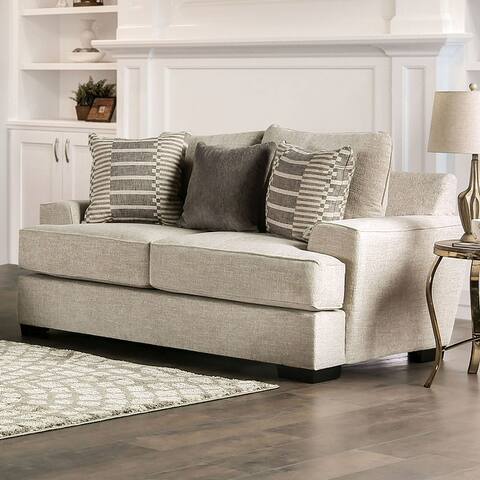 Pesh Modern Chenille Loveseat with Pillows by Furniture of America