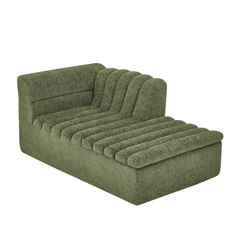 Modular Sectional Sofa with L-Shape Chaise Lounge, Chenille Upholstered Boneless Couches, Corner Sofa with Wave-Shaped Armrest