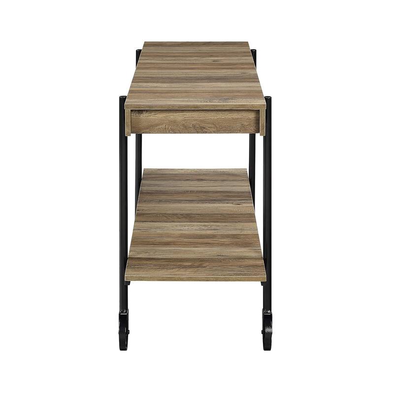 1pc Sofa Table Natural Tone Slat Design Console Table