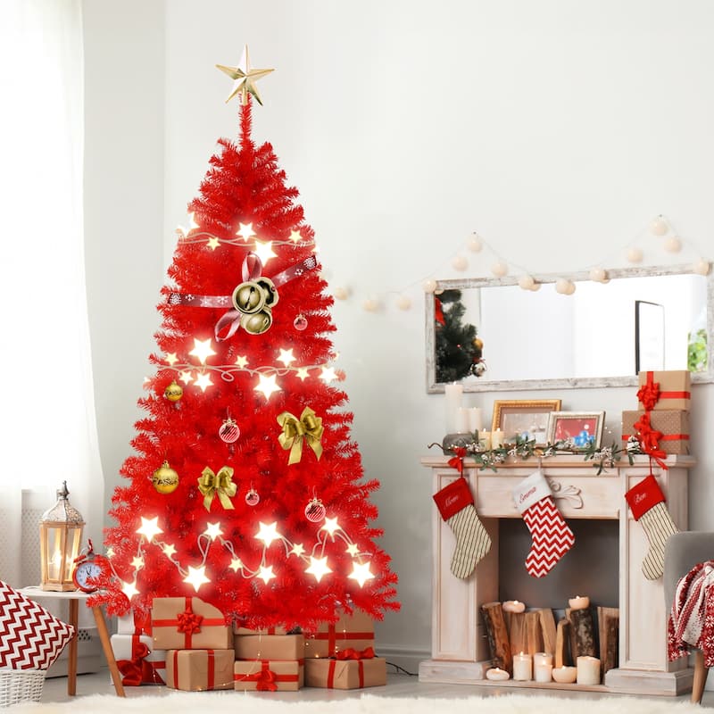 6FT/7.5FT Artificial Pine Christmas Tree with Durable Metal Stand,