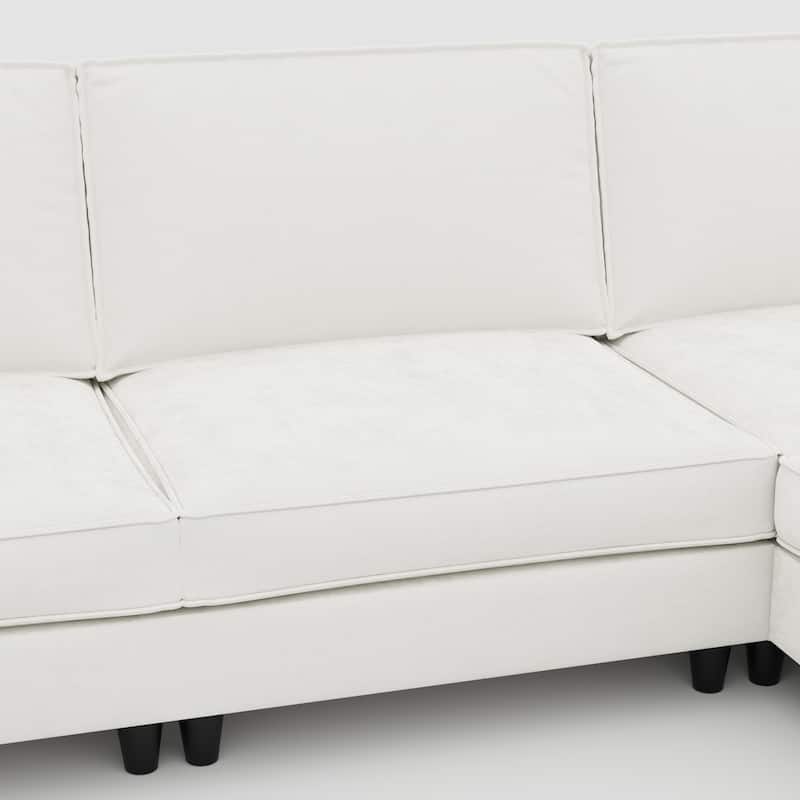 Christopher Knight Home - Benjamin Grand 6-Seater U-Shaped Sofa with Movable Ottoman and Convenient Storage Pockets